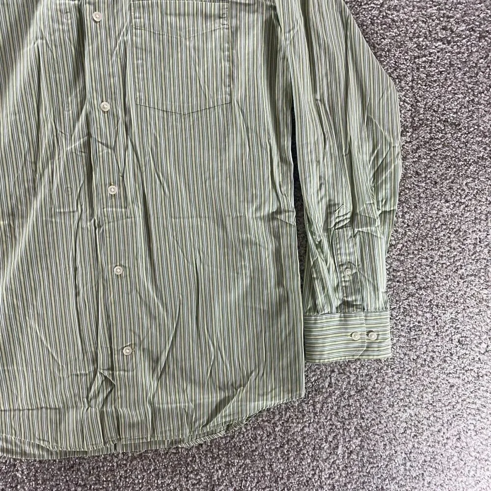 Banana Republic Shirt Adult Extra Large Green Beige Striped Button Up Casual Men